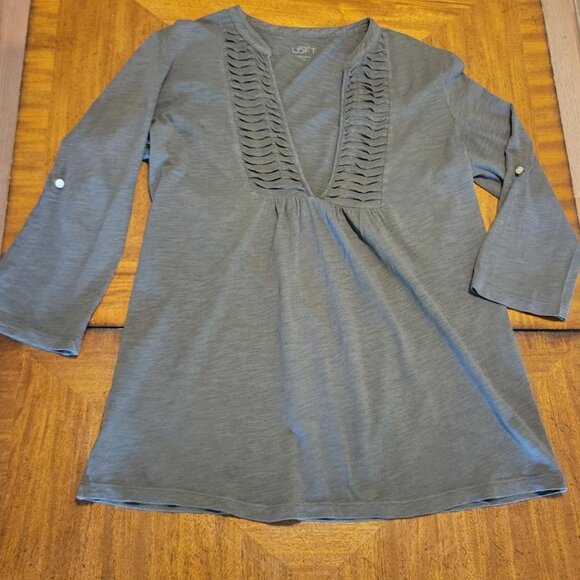 LOFT Olive Green Tunic with Roll Up Sleeves - Picture 2 of 10